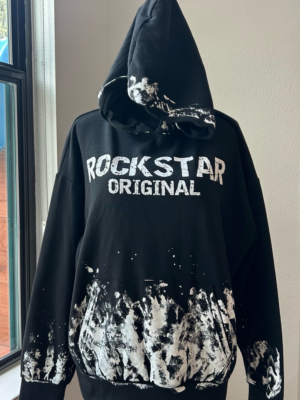 Rockstar Original Black Pullover Vest with White Paint Detail